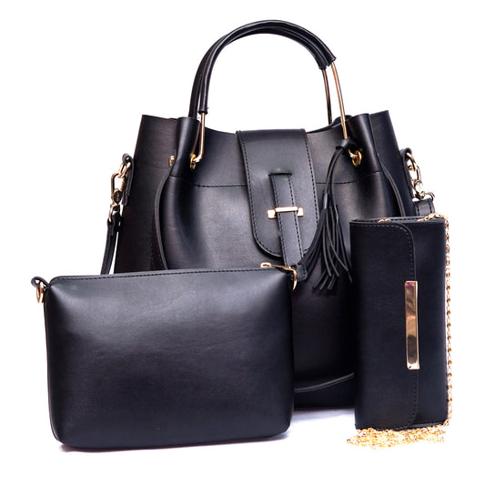 Accent Handbag (3 Piece) – Black